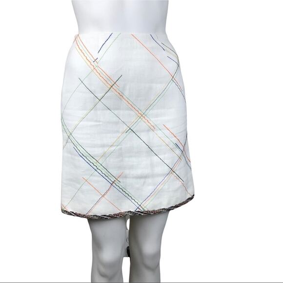 MOSCHINO Cheap and Chic Embroidered Linen Mini White Skirt, Size US 4 - Picture 1 of 9